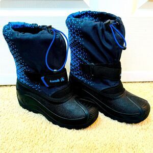 Kamik Kids Snowfall P Snow Boots Blue Black Sz 3 EUC